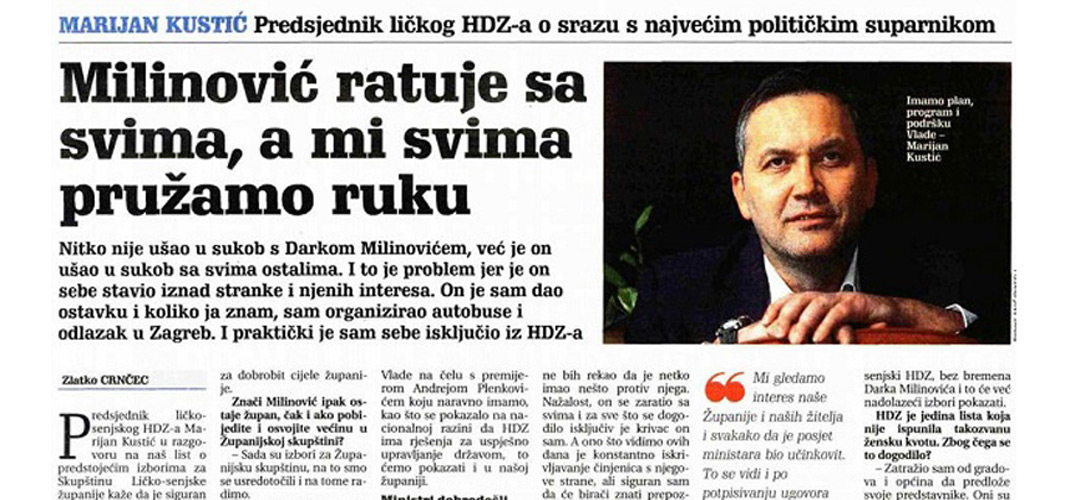 Dok Milinović ratuje sa svima, mi nudimo zajedništvo i razvoj! Ličko-senjska županija u nedjelju će izabrati HDZ!