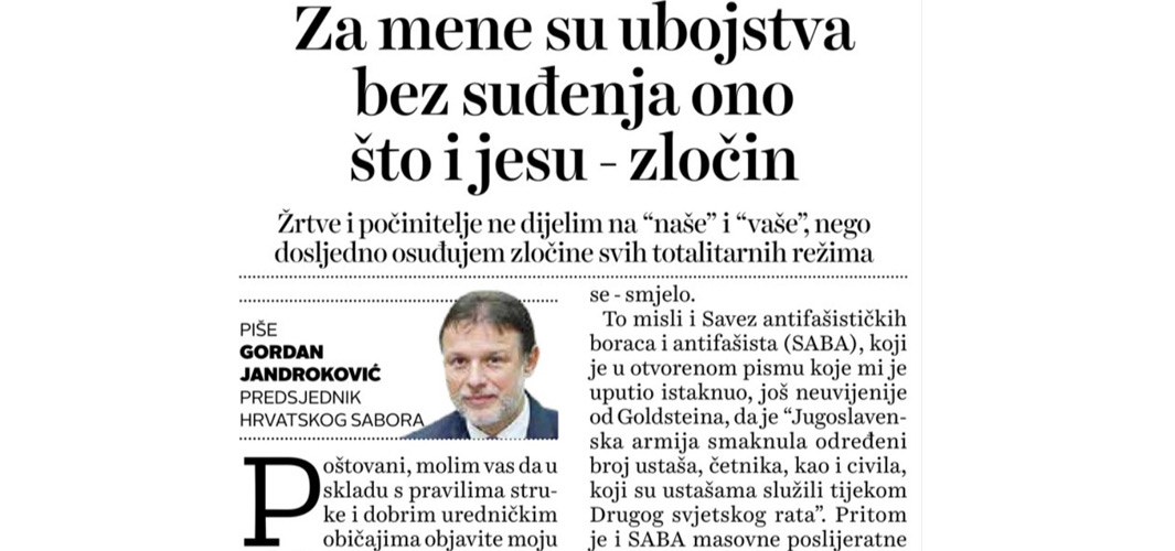 Jandroković vs. Goldstein: Za mene su ubojstva bez suđenja ono što i jesu - zločin!