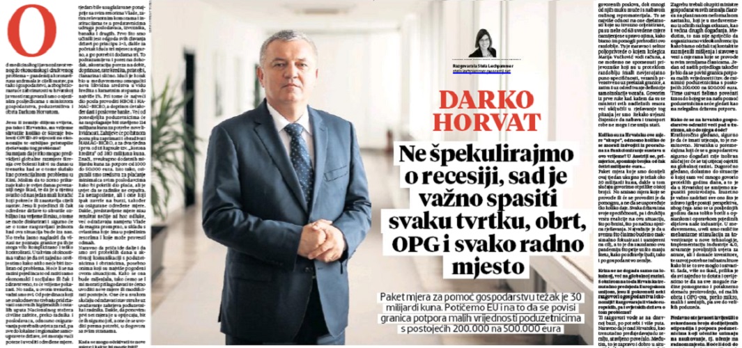 Ne špekulirajmo o recesiji, sad je važno spasiti svaku tvrtku, obrt, OPG i svako radno mjesto