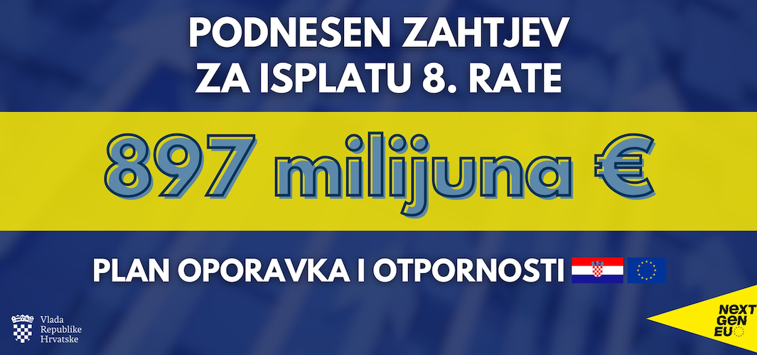 Hrvatska predala zahtjev za 8. tranšu iz Nacionalnog plana za oporavak i otpornost. Vrijednost? Točno 897 milijuna eura! 